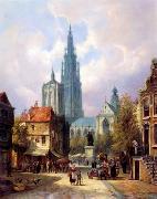 unknow artist, European city landscape, street landsacpe, construction, frontstore, building and architecture.069